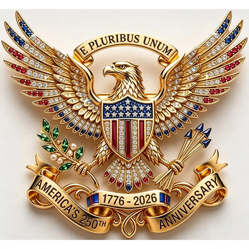 US 250th Anniversary Brooch Pin, USA 250th Anniversary Metal Lapel Pin, Patriotic Eagle Rhinestone Lapel Pin, Independence Day Souvenir Gift
