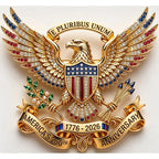 US 250th Anniversary Brooch Pin, USA 250th Anniversary Metal Lapel Pin, Patriotic Eagle Rhinestone Lapel Pin, Independence Day Souvenir Gift