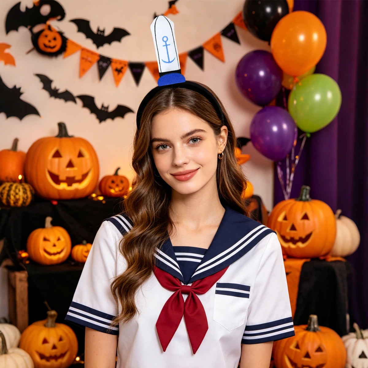 Cute Plush Sailor Hat,Burger Restaurant Employee Role Play Costume Headband,Soft Cotton Filling,Ideal for Kids ＆ Adult Costume Parties,Halloween Christmas Festival Theme Party Carton Cosplay Headband
