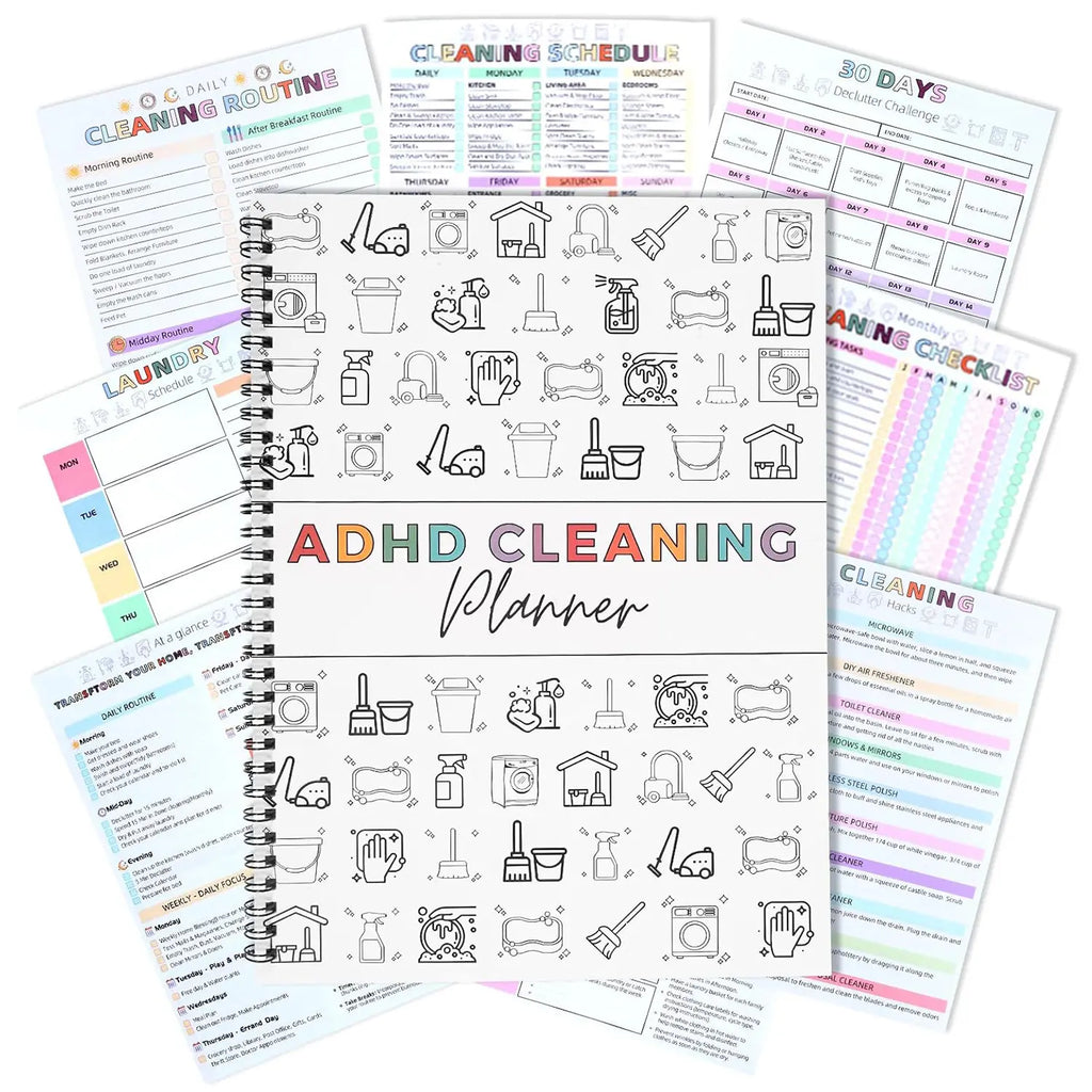ADHD Cleaning Planner for Adults, Undated Cleaning Schedule & Checklist,ADHD Cleaning Planner, Daily Weekly Monthly Checklists, Home Organization Planner, Routine Tracker