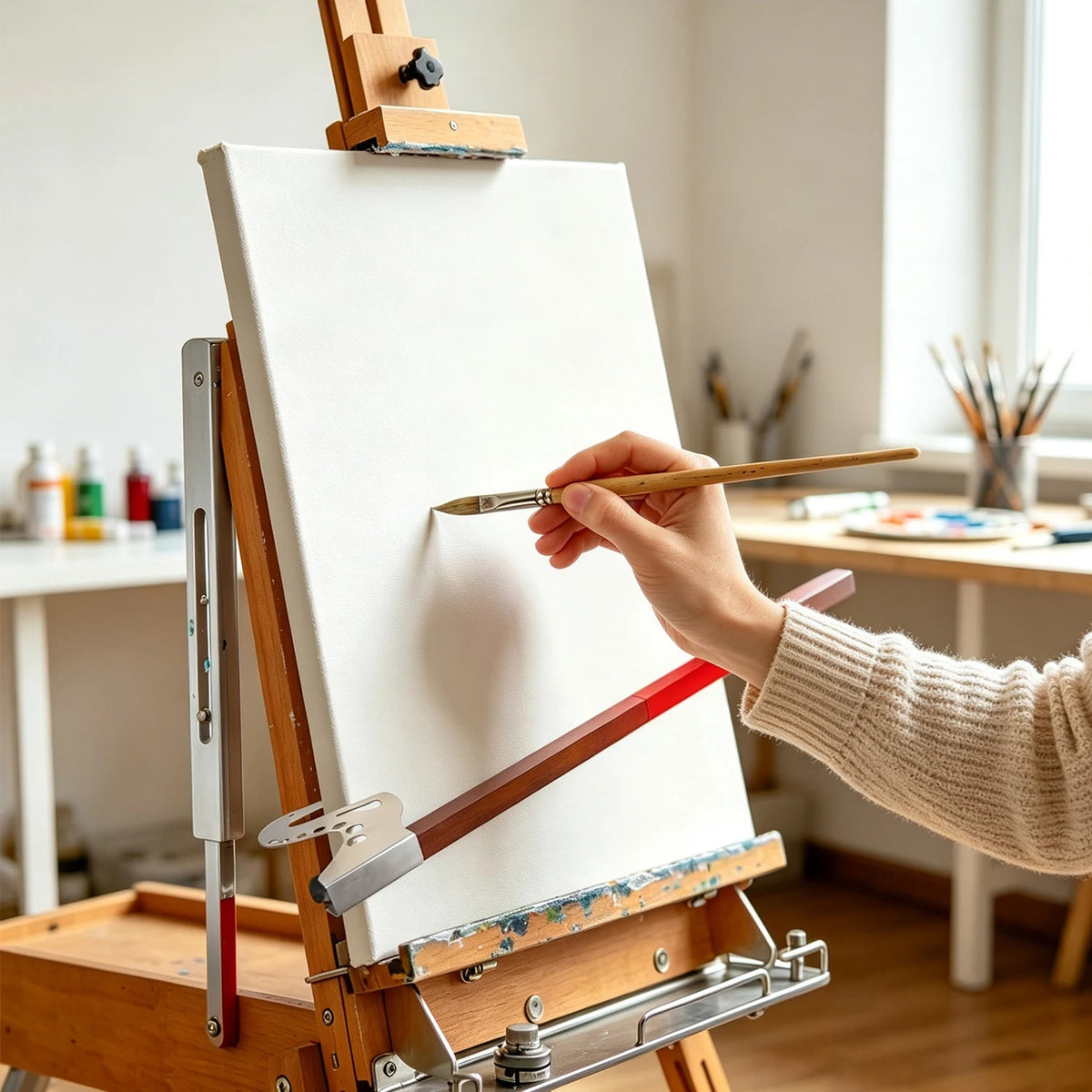 Artist Hand Support Bridge, Support Mahlstick, Adjustable Hand Rest for Painting Drawing Detail Work