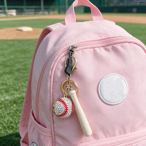 Bling 3D Baseball Keychain,Sparkly Cute Baseball Bag Charm for Women ＆ Girl,Rhinestone Backpack Charm,Purse Accessory,Car Key Chain,Gift for Baseball Fans,Sport Key Ring Senior Night Party Handbag