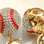 Bling 3D Baseball Keychain,Sparkly Cute Baseball Bag Charm for Women ＆ Girl,Rhinestone Backpack Charm,Purse Accessory,Car Key Chain,Gift for Baseball Fans,Sport Key Ring Senior Night Party Handbag