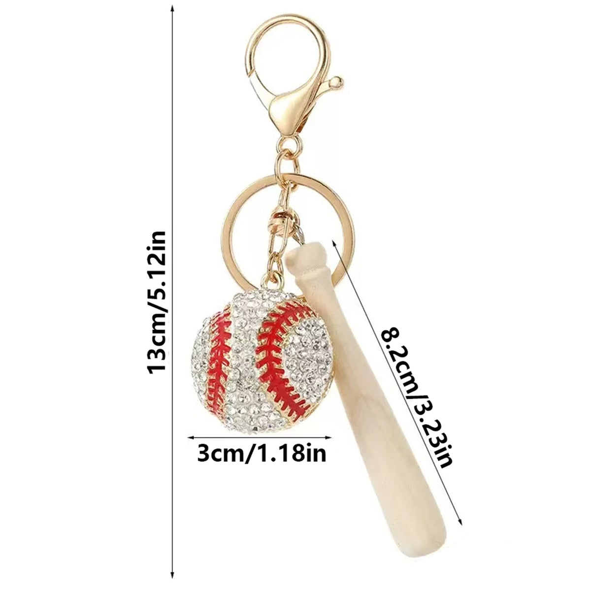 Bling 3D Baseball Keychain,Sparkly Cute Baseball Bag Charm for Women ＆ Girl,Rhinestone Backpack Charm,Purse Accessory,Car Key Chain,Gift for Baseball Fans,Sport Key Ring Senior Night Party Handbag