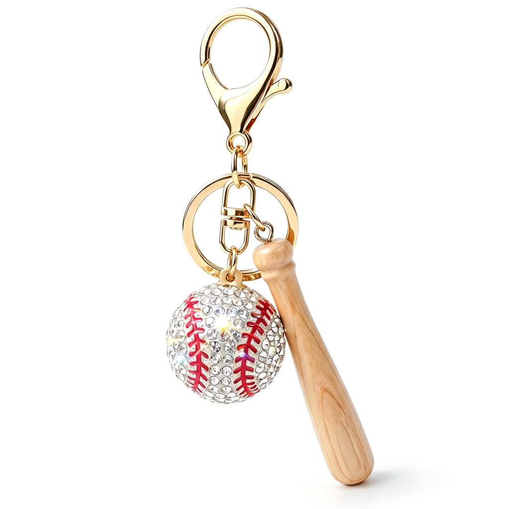Bling 3D Baseball Keychain,Sparkly Cute Baseball Bag Charm for Women ＆ Girl,Rhinestone Backpack Charm,Purse Accessory,Car Key Chain,Gift for Baseball Fans,Sport Key Ring Senior Night Party Handbag