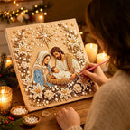 DIY Jesus Pearl Diamond Art Kits for Adults,5D Craft Bead Wall Art,10X10 inches Framed Pearl Art Kit,Holy Family Mosaic Painting,Christian Home Wall Decor,Religious Gift for Faith Believer