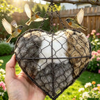 Handmade Bird Nesting Heart - Refillable Material Holder for Wild Birds,Perfect Outdoor Garden Dispenser, Ideal for Attracting Hummingbirds and Others,Eco-Friendly,Enhancing Nature Lover Gifts.