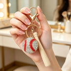 Bling 3D Baseball Keychain,Sparkly Cute Baseball Bag Charm for Women ＆ Girl,Rhinestone Backpack Charm,Purse Accessory,Car Key Chain,Gift for Baseball Fans,Sport Key Ring Senior Night Party Handbag