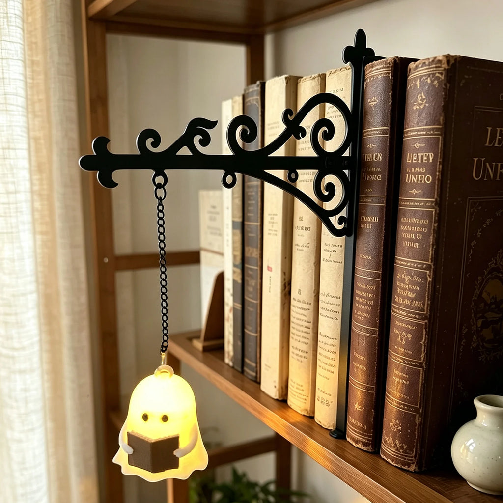 Library Lantern Mini Bookshelf Lamp, Vintage Hanging LED Book Shelf Lights,with Bookend-Style Base,Warm Decorative for Home Library,Study and Reading Corner,Enchanting Gift for Literary Lovers