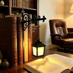 Library Lantern Mini Bookshelf Lamp, Vintage Hanging LED Book Shelf Lights,with Bookend-Style Base,Warm Decorative for Home Library,Study and Reading Corner,Enchanting Gift for Literary Lovers