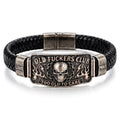 Old Fuckers Club Bracelet for Dad Husband Grandpa Too Old To Care Skull Bracelet Punk Gothic Metal Bracelet Braided Bracelets Jewelry Gifts for Men