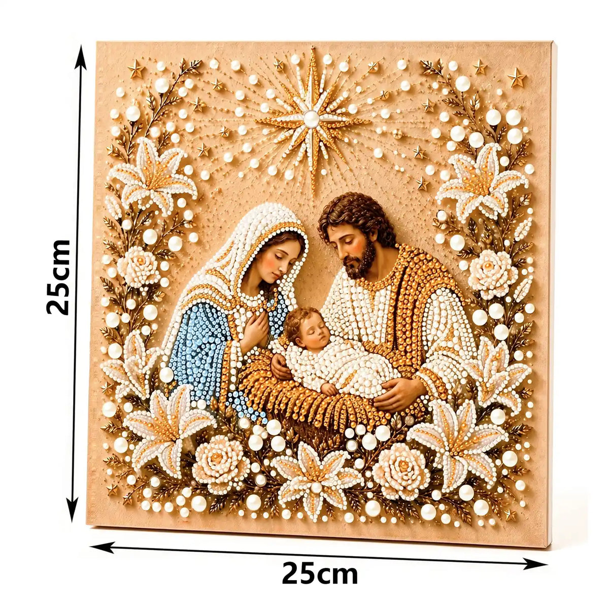 DIY Jesus Pearl Diamond Art Kits for Adults,5D Craft Bead Wall Art,10X10 inches Framed Pearl Art Kit,Holy Family Mosaic Painting,Christian Home Wall Decor,Religious Gift for Faith Believer