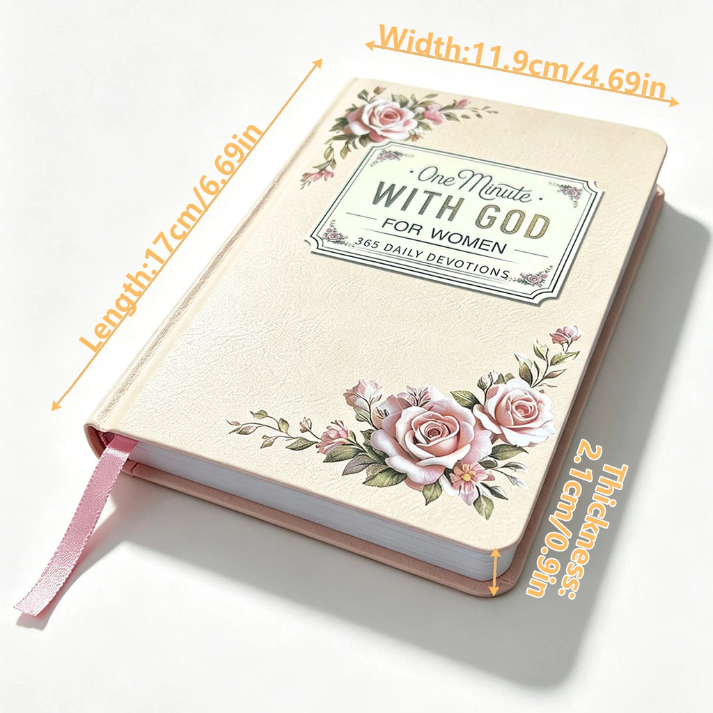 One Minute with God for Women,365 Days of One Moment Daily Devotionals Prayer Book,2026 Bible in a Year,Christian Gifts for Women＆Mom 1 Minute Study Faux Leather Journal