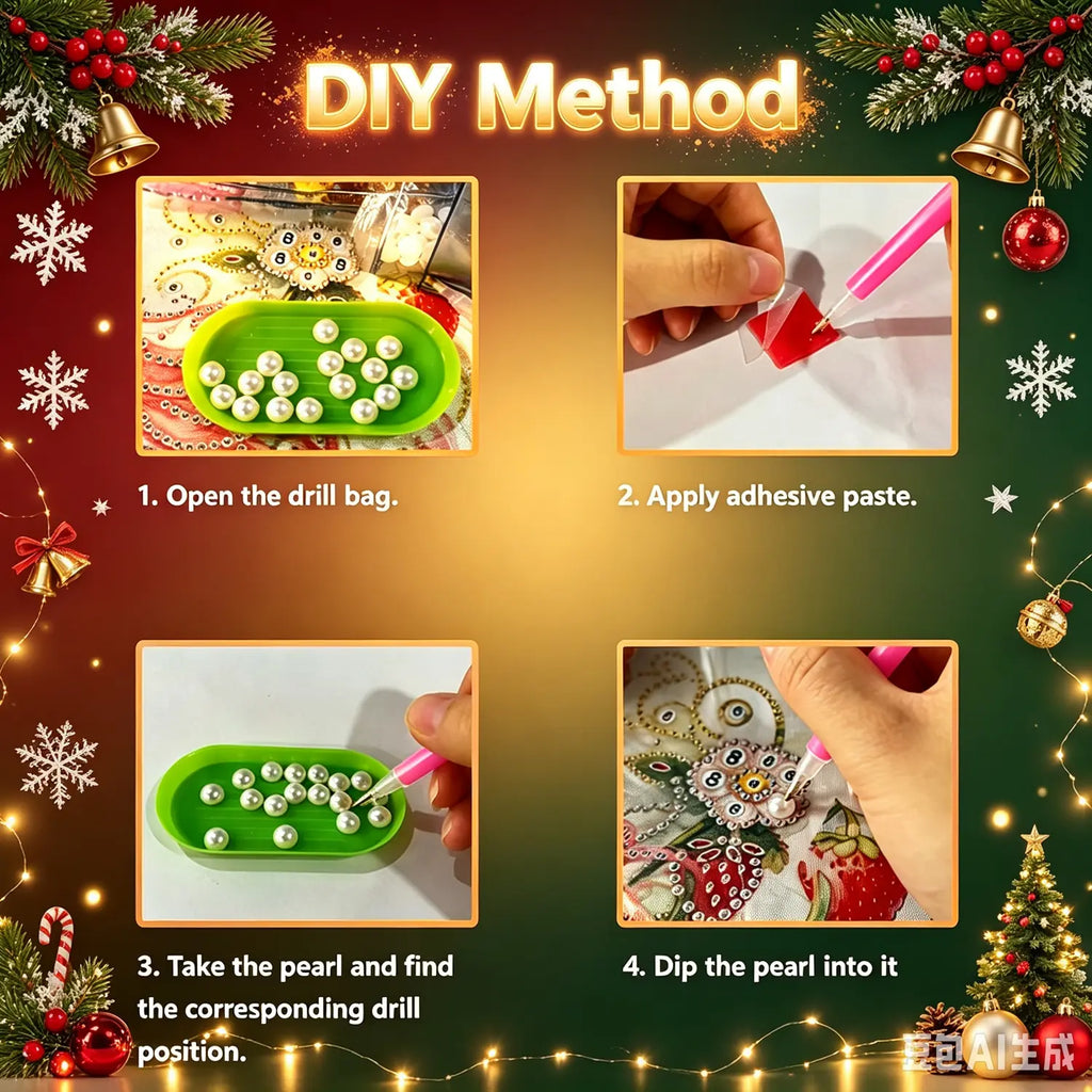 DIY Christmas Pearl Diamond Art Kits for Adults,Craft Bead Wall Art,8x8 inches Framed Pearl Art Kit,Santa & Snowman Mosaic Painting,Christmas Home Wall Decor,Holiday Gift for Holiday Decoration