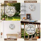 Funny Metal Sign -"This Is My Happy Place Don't F It Up" Vintage Decor,Print Aesthetic Room Decoration Sign for Home Garden Farm Bar or Coffee Wall Decor Hanging Ornament (12 * 12 in)