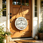 Funny Metal Sign -"This Is My Happy Place Don't F It Up" Vintage Decor,Print Aesthetic Room Decoration Sign for Home Garden Farm Bar or Coffee Wall Decor Hanging Ornament (12 * 12 in)