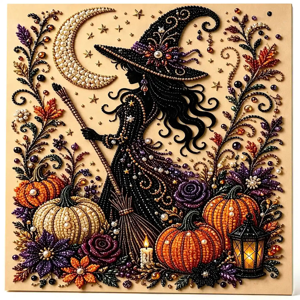 DIY Halloween Pearl Diamond Art Kits for Adults,Craft Bead Wall Art,8x8 inches Framed Pearl Art Kit,Fun DIY Craft Project Mosaic Painting,Halloween Home Wall Decor,Gift for Holiday Decoration