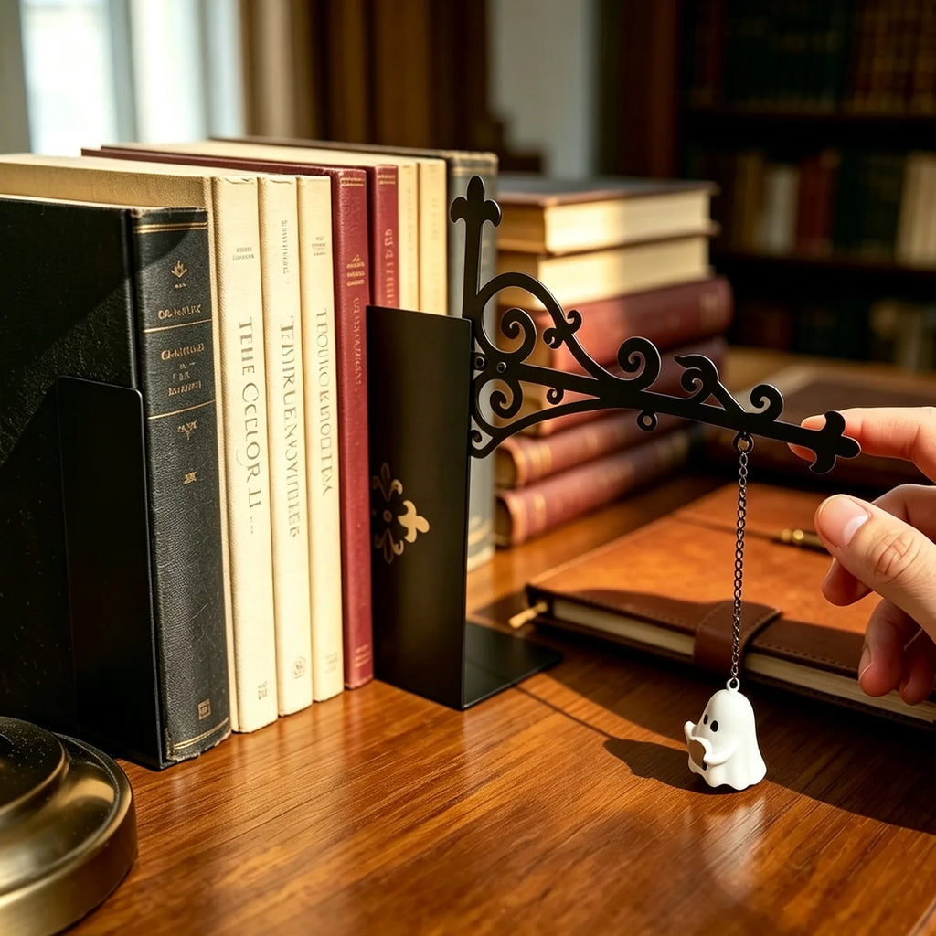 Library Lantern Mini Bookshelf Lamp, Vintage Hanging LED Book Shelf Lights,with Bookend-Style Base,Warm Decorative for Home Library,Study and Reading Corner,Enchanting Gift for Literary Lovers