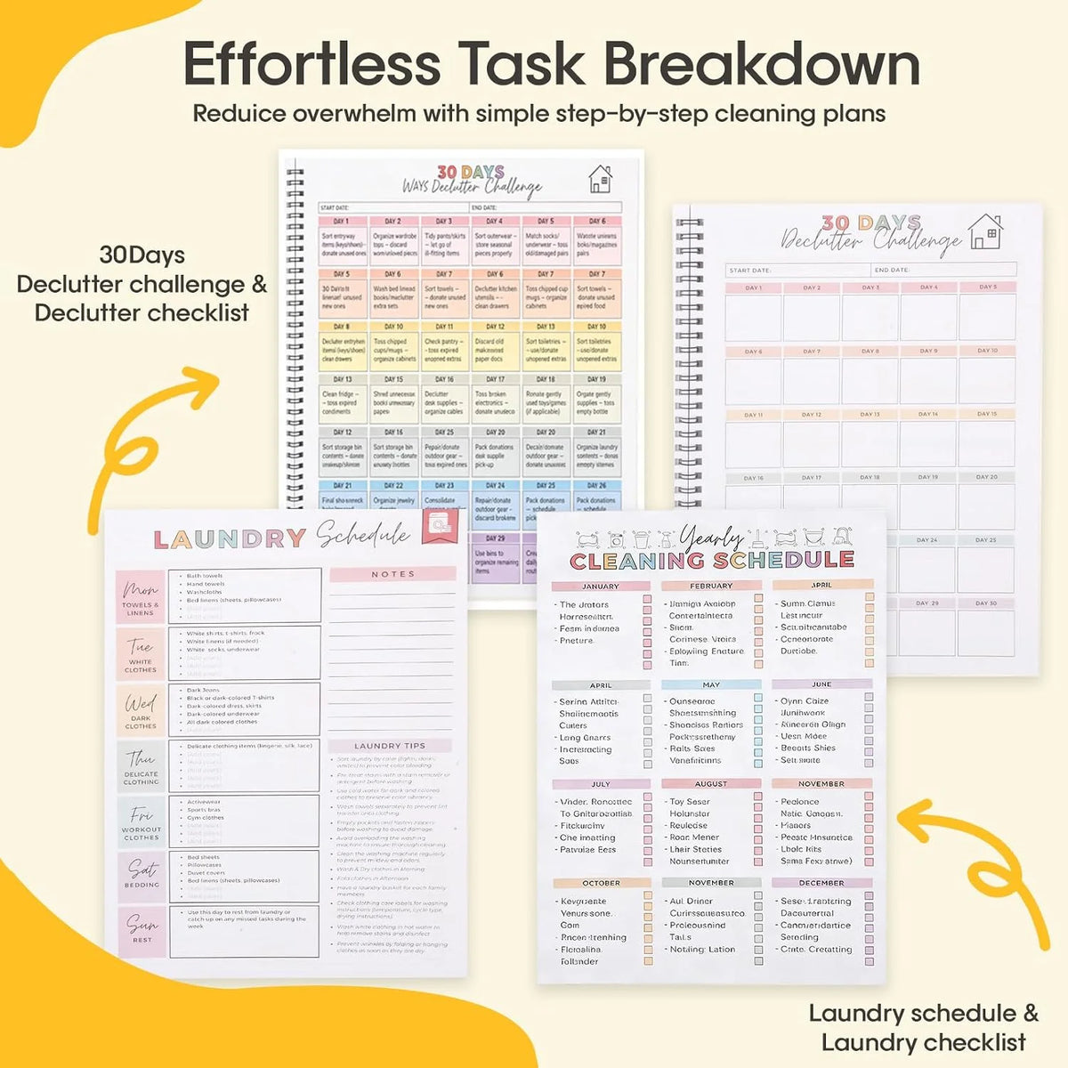 ADHD Cleaning Planner for Adults, Undated Cleaning Schedule & Checklist,ADHD Cleaning Planner, Daily Weekly Monthly Checklists, Home Organization Planner, Routine Tracker