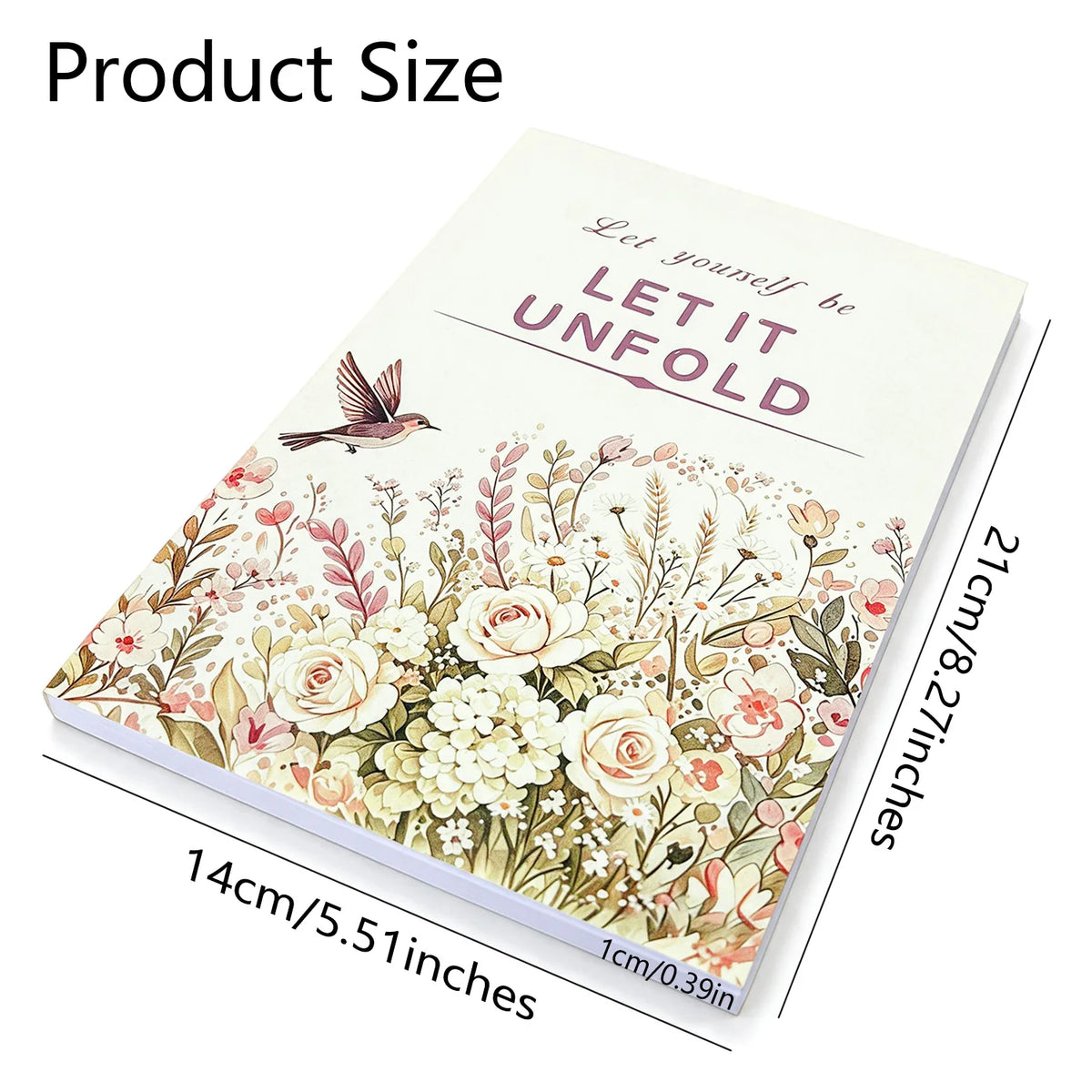 Let it Unfold Daily Emotion Recording Notebook, Personal Reflection Journal for Women Compact Daily‑Themed Notebook,Rigid Paper Cover,Artistic Assorted Illustration,High‑Definition Print for Everyday Note‑Taking