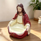 Jesus Mary Trinket Holder, Resin Religious Statue Jewelry Tray Decor,Compact Tabletop Figurine,Trinket&Jewelry Dish,Inspirational Home Desk Ornament,Meaningful Religious Gift for Faith Believers