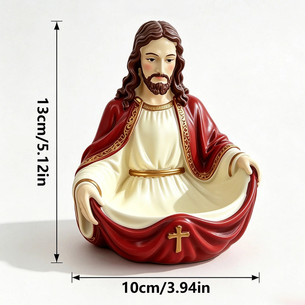 Jesus Mary Trinket Holder, Resin Religious Statue Jewelry Tray Decor,Compact Tabletop Figurine,Trinket&Jewelry Dish,Inspirational Home Desk Ornament,Meaningful Religious Gift for Faith Believers