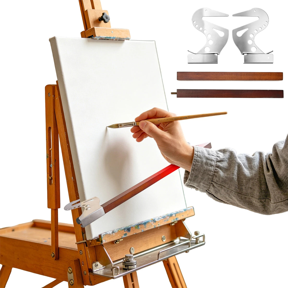 Artist Hand Support Bridge, Support Mahlstick, Adjustable Hand Rest for Painting Drawing Detail Work