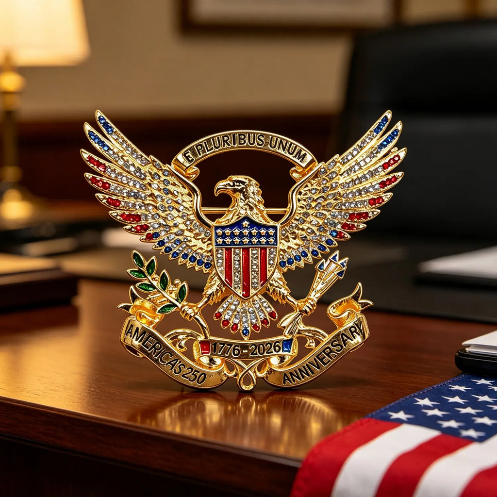 US 250th Anniversary Brooch Pin, USA 250th Anniversary Metal Lapel Pin, Patriotic Eagle Rhinestone Lapel Pin, Independence Day Souvenir Gift