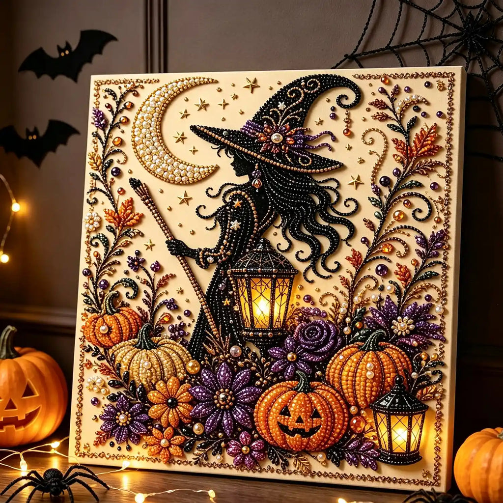 DIY Halloween Pearl Diamond Art Kits for Adults,Craft Bead Wall Art,8x8 inches Framed Pearl Art Kit,Fun DIY Craft Project Mosaic Painting,Halloween Home Wall Decor,Gift for Holiday Decoration