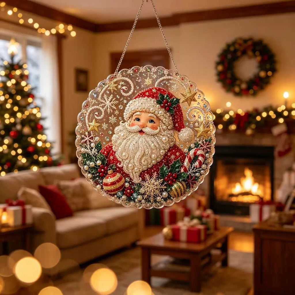 DIY Christmas Pearl Diamond Art Kits for Adults,Craft Bead Wall Art,8x8 inches Framed Pearl Art Kit,Santa & Snowman Mosaic Painting,Christmas Home Wall Decor,Holiday Gift for Holiday Decoration