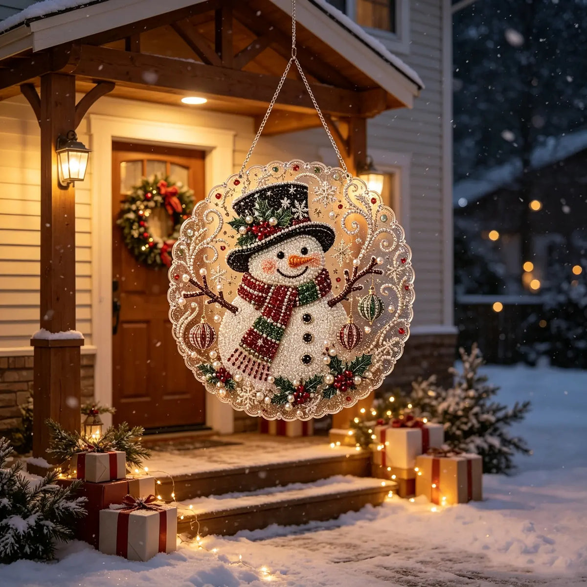 DIY Christmas Pearl Diamond Art Kits for Adults,Craft Bead Wall Art,8x8 inches Framed Pearl Art Kit,Santa & Snowman Mosaic Painting,Christmas Home Wall Decor,Holiday Gift for Holiday Decoration