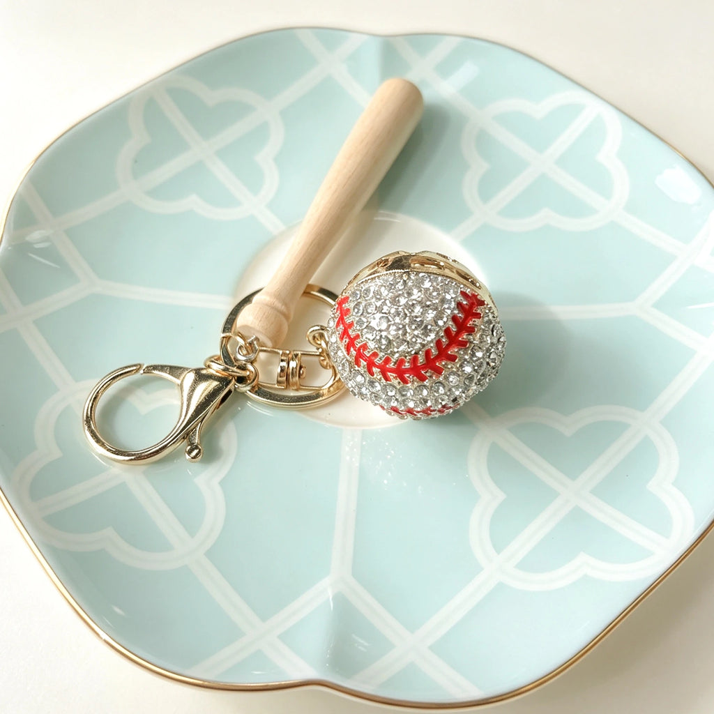 Bling 3D Baseball Keychain,Sparkly Cute Baseball Bag Charm for Women ＆ Girl,Rhinestone Backpack Charm,Purse Accessory,Car Key Chain,Gift for Baseball Fans,Sport Key Ring Senior Night Party Handbag