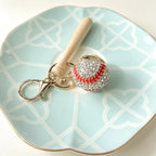 Bling 3D Baseball Keychain,Sparkly Cute Baseball Bag Charm for Women ＆ Girl,Rhinestone Backpack Charm,Purse Accessory,Car Key Chain,Gift for Baseball Fans,Sport Key Ring Senior Night Party Handbag