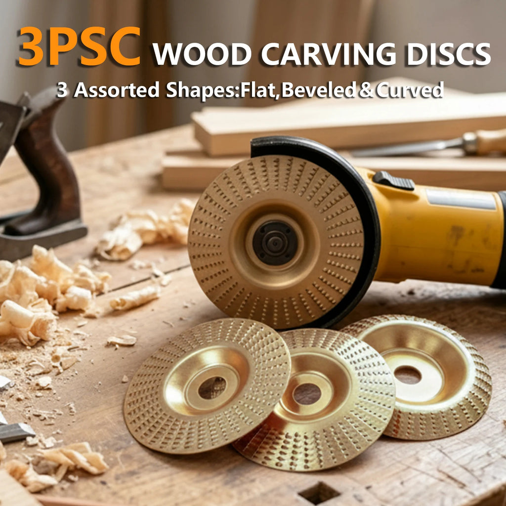 3PCS Angle Grinder Polishing Pad, Wood Carving Disc Set for 4-Inch Angle Grinders, Sanding, Grinding and Shaping Wheels for Wood Cutting, Carving and Polishing