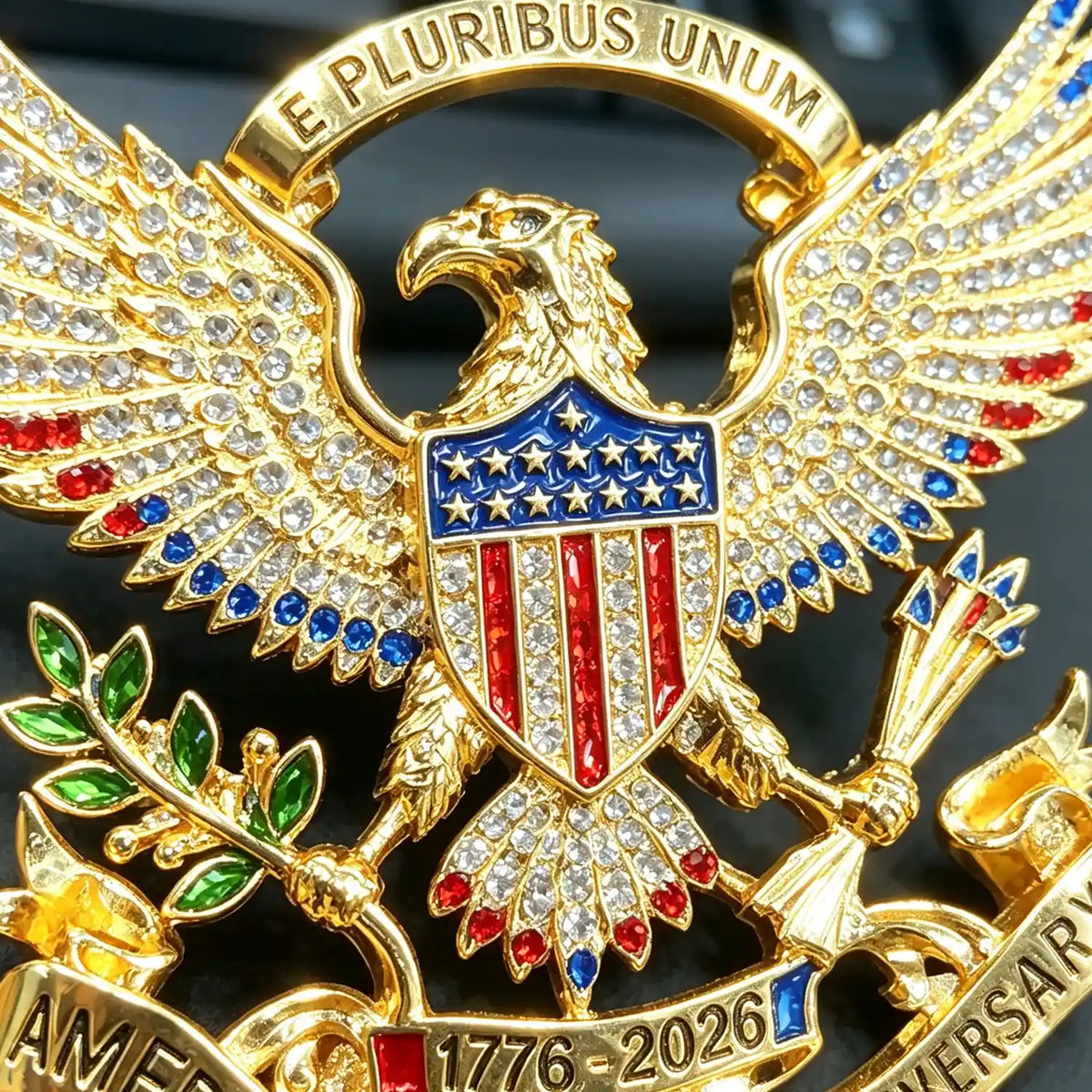 US 250th Anniversary Brooch Pin, USA 250th Anniversary Metal Lapel Pin, Patriotic Eagle Rhinestone Lapel Pin, Independence Day Souvenir Gift
