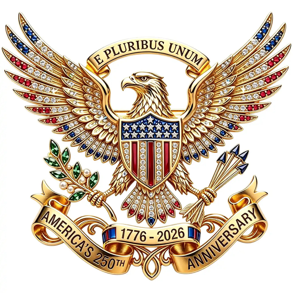 US 250th Anniversary Brooch Pin, USA 250th Anniversary Metal Lapel Pin, Patriotic Eagle Rhinestone Lapel Pin, Independence Day Souvenir Gift