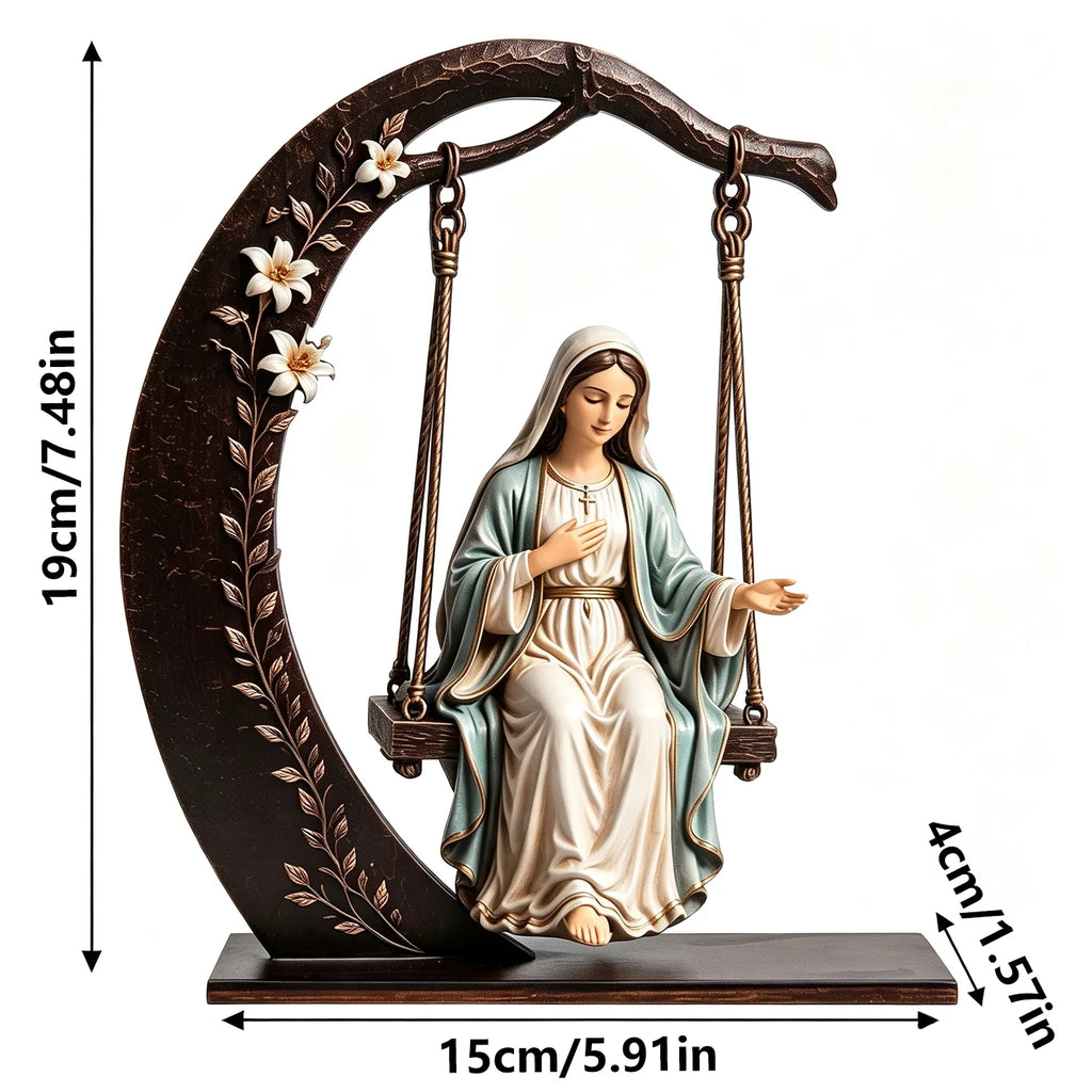 Jesus Mary Trinket Holder, Resin Religious Statue Jewelry Tray Decor,Compact Tabletop Figurine,Trinket&Jewelry Dish,Inspirational Home Desk Ornament,Meaningful Religious Gift for Faith Believers