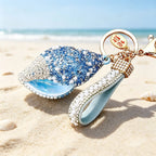 Lucky Conch Beach Bag Charm for Women,Seashell Purse Charm,Preppy Keychain,Blue Rhinestone Beach‑themed Accessory,Works for Tote Bags &Handbags,Lightweight Durable Hardware,Ideal Summer Gift for Girls